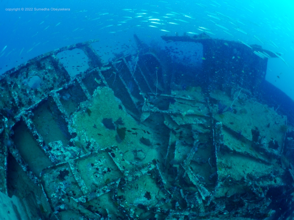 Wreck parts on the sea bed